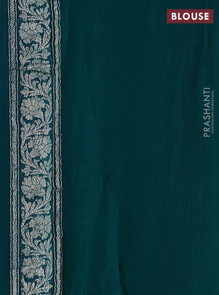 Pink & Teal Blue Banarasi Chiffon Saree - Buttas