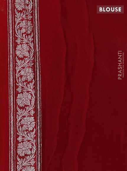 Green & Red Banarasi Chiffon Saree - Buttas