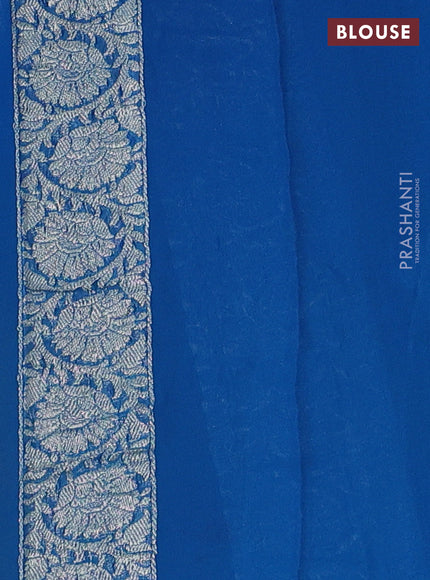Yellow & Cs Blue Banarasi Chiffon Saree - Buttas