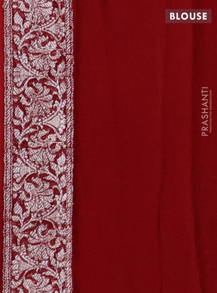 Peach & Maroon Banarasi Chiffon Saree - Buttas