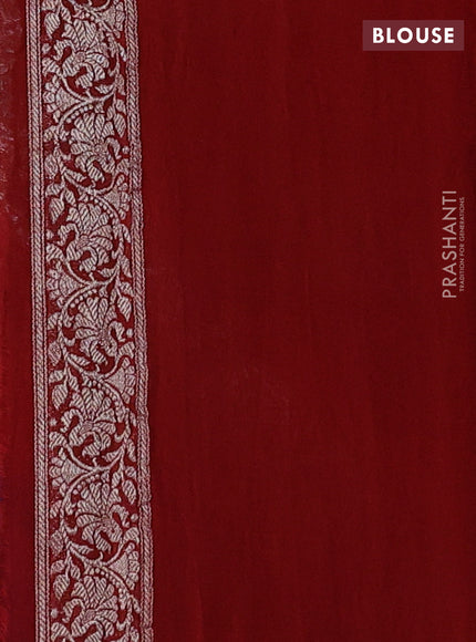 Cs Blue & Maroon Banarasi Chiffon Saree - Buttas
