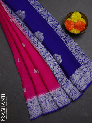 Pink & Blue Banarasi Chiffon Saree - Buttas