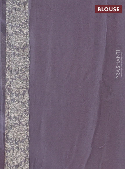 Red & Grey Banarasi Chiffon Saree - Buttas