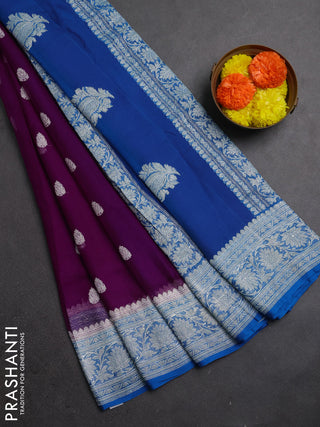 Purple & Blue Banarasi Chiffon Saree - Buttas