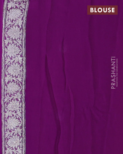 Yellow & Violet Banarasi Chiffon Saree - Buttas