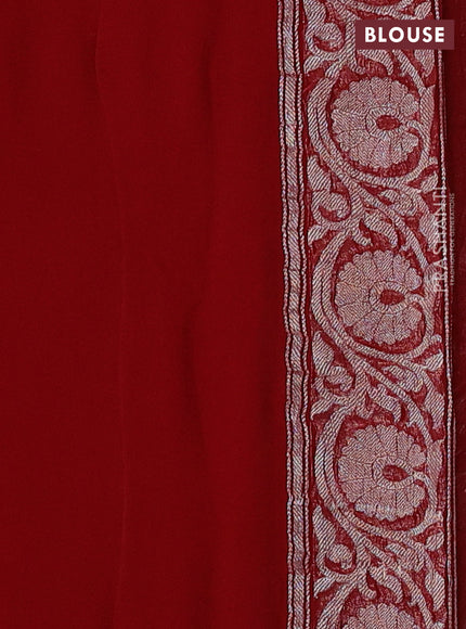 Pastel Blue & Red Banarasi Chiffon Saree - Buttas