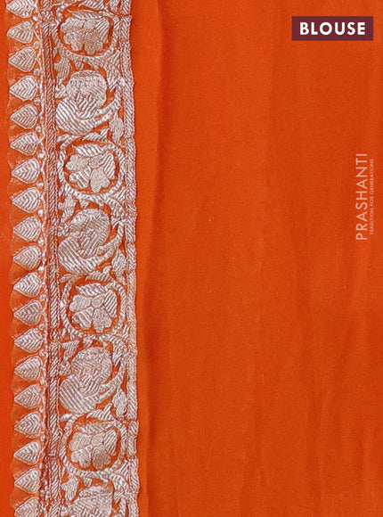 Red & Orange Banarasi Chiffon Saree - Buttas