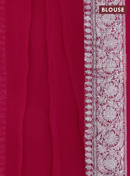 Navy Blue & Pink Banarasi Chiffon Saree - Buttas