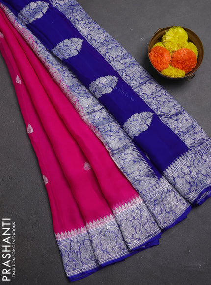 Pink & Blue Banarasi Chiffon Saree - Buttas