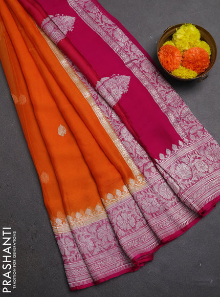 Orange & Pink Banarasi Chiffon Saree - Buttas