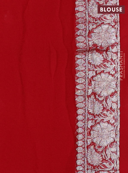 Green & Red Banarasi Chiffon Saree - Buttas