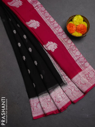 Black & Pink Banarasi Chiffon Saree - Buttas