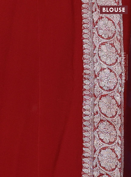 Cs Blue & Maroon Banarasi Chiffon Saree - Buttas
