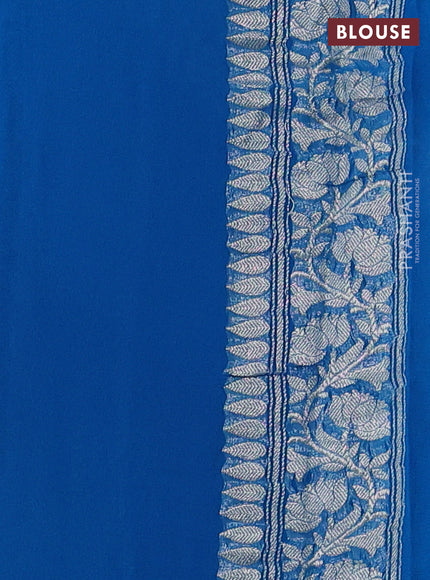 Black & Cs Blue Banarasi Chiffon Saree - Buttas