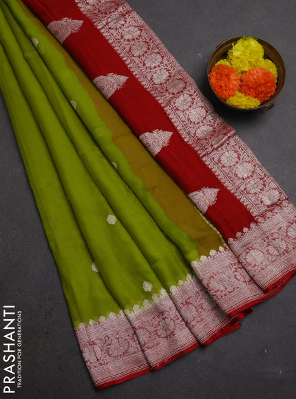 Green & Maroon Banarasi Chiffon Saree - Buttas