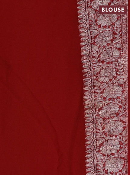 Green & Maroon Banarasi Chiffon Saree - Buttas