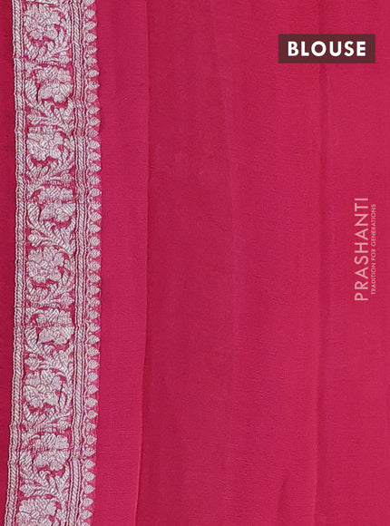 Grey & Pink Banarasi Chiffon Saree - Buttas