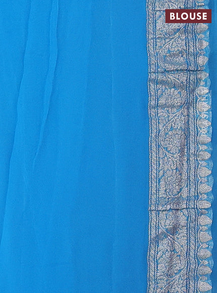 Pink & Blue Banarasi Chiffon Saree - Buttas