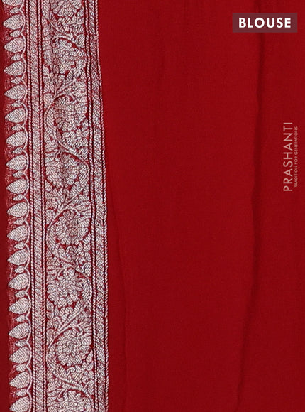 Green & Maroon Banarasi Chiffon Saree - Buttas