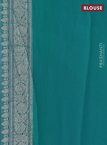 Blue & Teal Green Banarasi Chiffon Saree - Buttas
