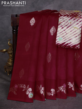 Red & Beige Poona Silk Saree - Shibori Blouse