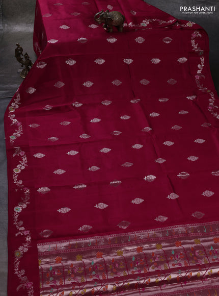 Red & Beige Poona Silk Saree - Shibori Blouse