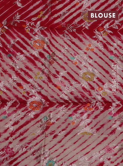 Red & Beige Poona Silk Saree - Shibori Blouse
