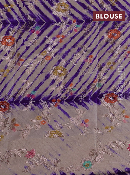 Violet & Beige Poona Silk Saree - Shibori Blouse