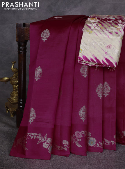 Pink & Beige Poona Silk Saree - Shibori Blouse