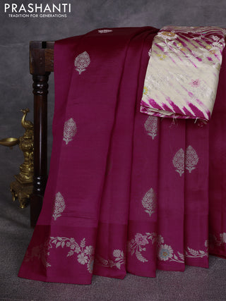 Pink & Beige Poona Silk Saree - Shibori Blouse