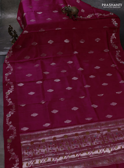 Pink & Beige Poona Silk Saree - Shibori Blouse