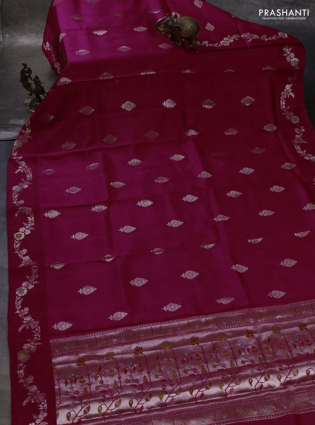 Pink & Beige Poona Silk Saree - Shibori Blouse