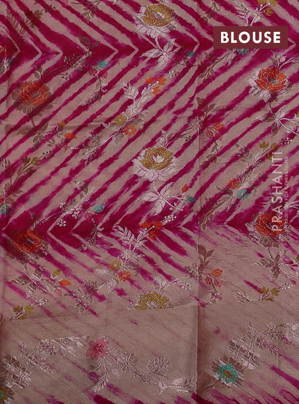 Pink & Beige Poona Silk Saree - Shibori Blouse
