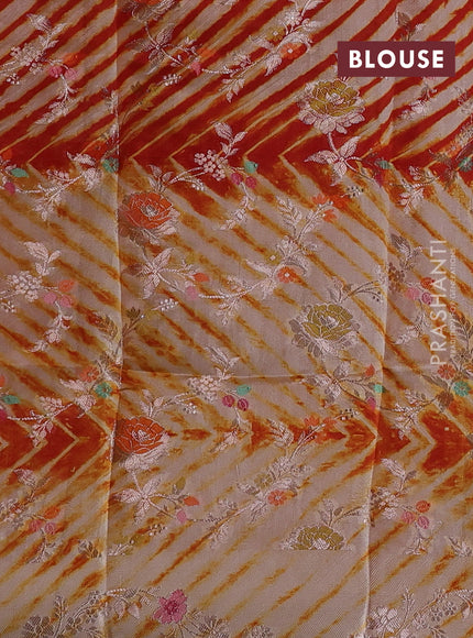 Rust  & Beige Poona Silk Saree - Shibori Blouse