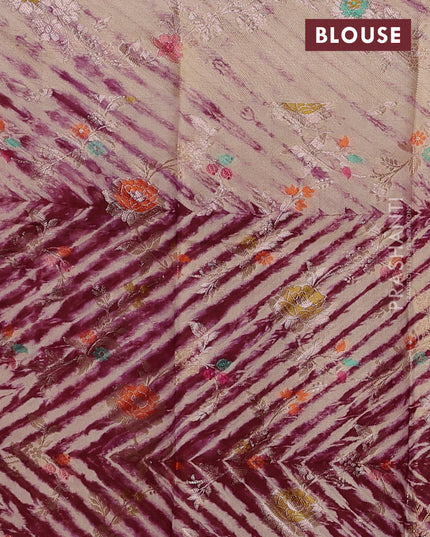 Maroon & Beige Poona Silk Saree - Shibori Blouse