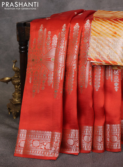 Rust  & Beige Poona Silk Saree - Shibori Blouse