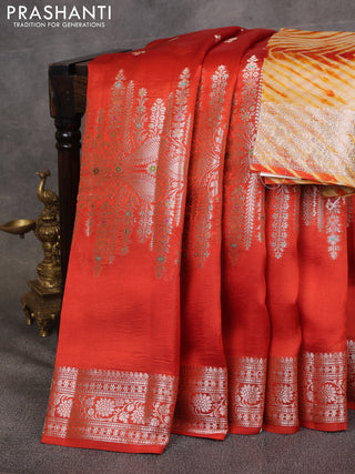 Rust  & Beige Poona Silk Saree - Shibori Blouse