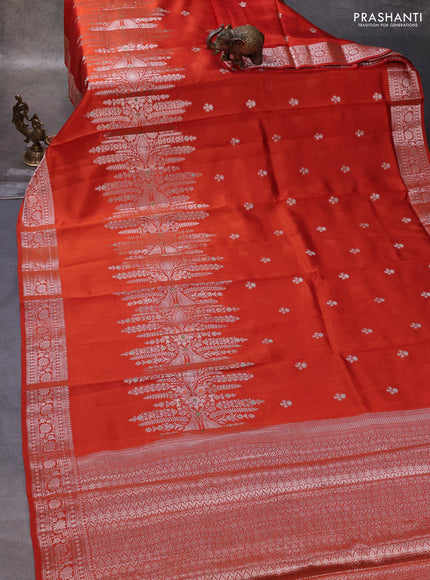 Rust  & Beige Poona Silk Saree - Shibori Blouse