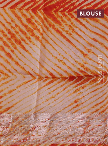 Rust  & Beige Poona Silk Saree - Shibori Blouse