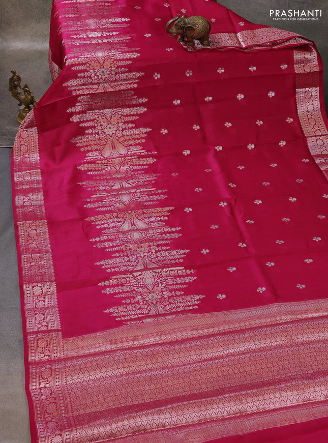 Pink & Beige Poona Silk Saree - Shibori Blouse
