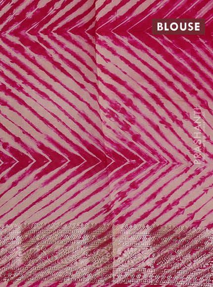 Pink & Beige Poona Silk Saree - Shibori Blouse