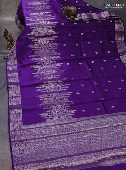 Violet & Beige Poona Silk Saree - Shibori Blouse