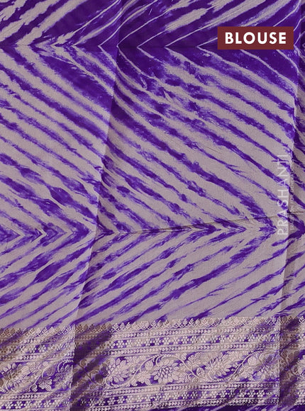 Violet & Beige Poona Silk Saree - Shibori Blouse
