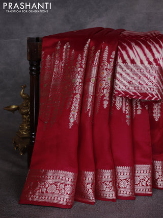 Red & Beige Poona Silk Saree - Shibori Blouse