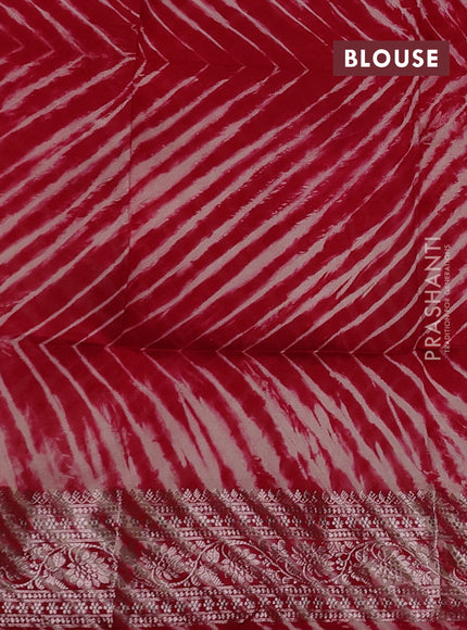 Red & Beige Poona Silk Saree - Shibori Blouse