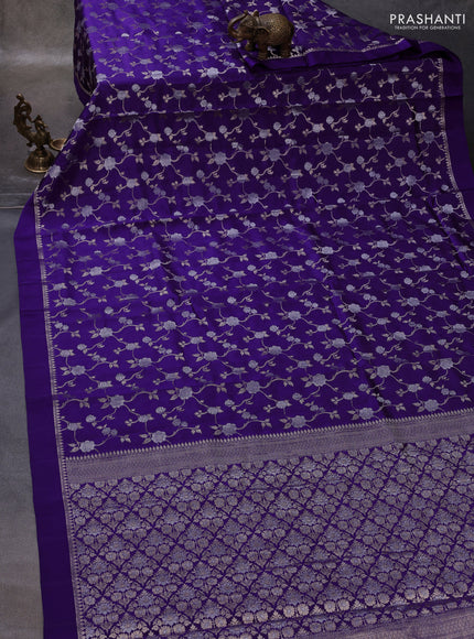 Violet & Beige Poona Silk Saree - Shibori Blouse