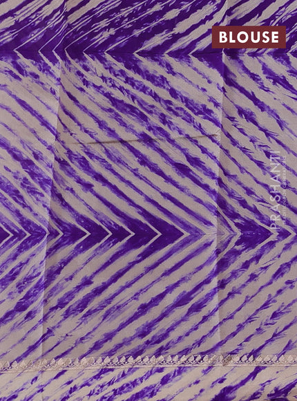 Violet & Beige Poona Silk Saree - Shibori Blouse