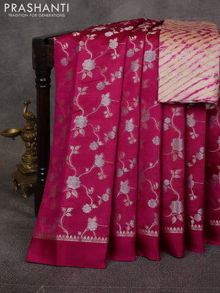 Pink & Beige Poona Silk Saree - Shibori Blouse