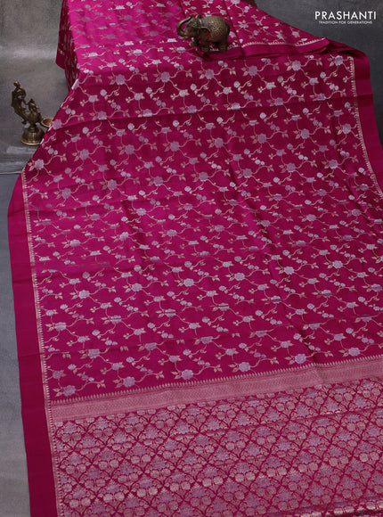 Pink & Beige Poona Silk Saree - Shibori Blouse