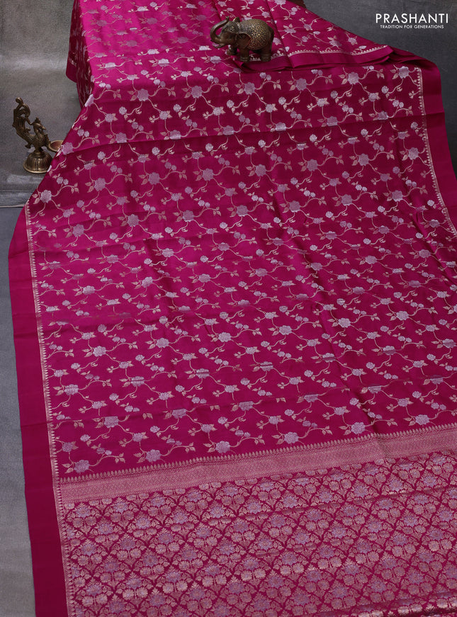 Pink & Beige Poona Silk Saree - Shibori Blouse
